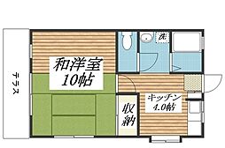 サニーハイツ園生 1階1Kの間取り