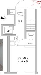 コートハウス阿佐ヶ谷 ワンルームの間取図画像