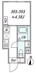 URBANCUBEKIBA ワンルームの間取図画像