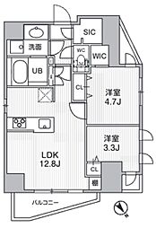 S-RESIDENCE目黒大岡山bresa 2LDKの間取図画像