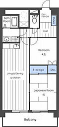 パールマンション松本 2LDKの間取図画像