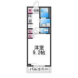 エーデルワイス三国ケ丘 1Kの間取図画像