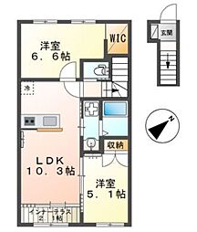 (仮称)新築藤沢打戻アパート 2LDKの間取図画像