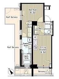 都営浅草線 馬込駅 徒歩4分の賃貸マンション 5階1LDKの間取り