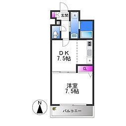 カデンツァ瓜破 1LDKの間取図画像