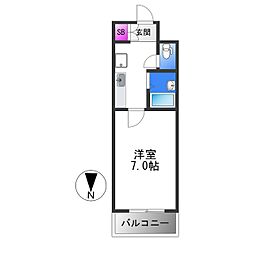 ノアーズアーク88 1Kの間取図画像