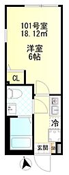 スターリング府中 1Kの間取図画像