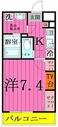 LEVICIA BLDG.III 1Kの間取図画像