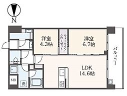 HILL CREST OYAMA 2LDKの間取図画像