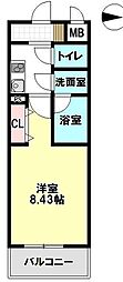 茅ヶ崎フェリックスコート長尾 1Kの間取図画像