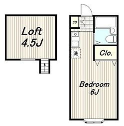 セフィール矢野口 2階1Kの間取り