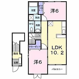 カーサプラート 2LDKの間取図画像