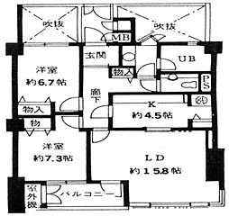 パラシオベラヴィスタ 3階2LDKの間取り