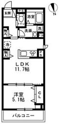 ルクス鹿沼台 1LDKの間取図画像