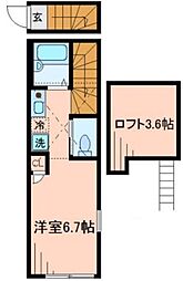 バーミープレイス新小岩 2階ワンルームの間取り