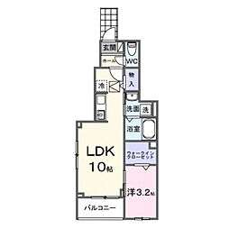 カルム シーダ 1LDKの間取図画像
