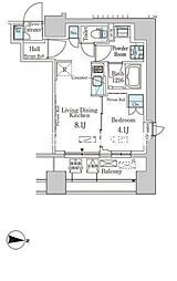 パークアクシス神楽坂・早稲田通り 1LDKの間取図画像