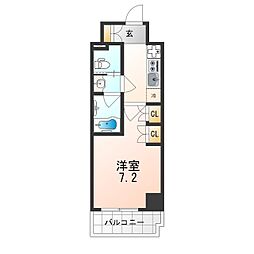TheParkhabio塚本 1Kの間取図画像