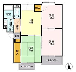サンパーク816 3DKの間取図画像