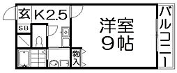 アンプルールモンターニュ 1Kの間取図画像