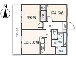 シャンテール 2LDKの間取図画像