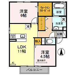 アミュレット　A棟 2階2LDKの間取り