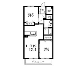 カーサ・アルボル 2LDKの間取図画像