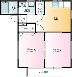 ベルメゾン3 2DKの間取図画像