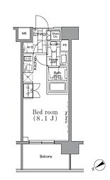 パークハビオ目黒リバーサイド 3階ワンルームの間取り