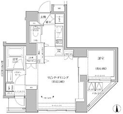 リルシア上野イースト 10階1LDKの間取り