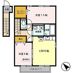 プラムパディー 2LDKの間取図画像