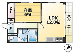 クィーンズハイツ名倉 1LDKの間取図画像