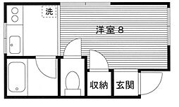 ハイツ赤川 ワンルームの間取図画像