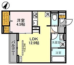 D-Sereno上福岡 3階1LDKの間取り