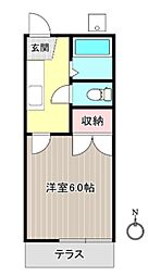 アーネス石神井B 1Kの間取図画像