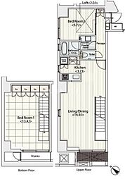 カスタリア八丁堀 2LDKの間取図画像