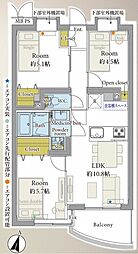JR山手線 大崎駅 徒歩9分の賃貸マンション 3階3LDKの間取り