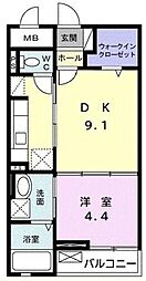 ユトリナ湘南A 1LDKの間取図画像