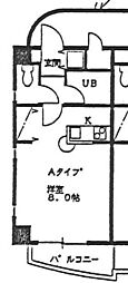 ヴィルヌーブ ワンルームの間取図画像