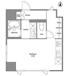 品川港南テラス 5階ワンルームの間取り