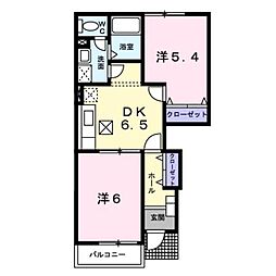 フレンドリーパークC 2DKの間取図画像