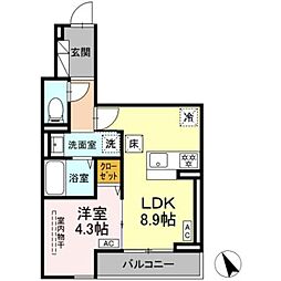 D Paina 鷺沼 1LDKの間取図画像