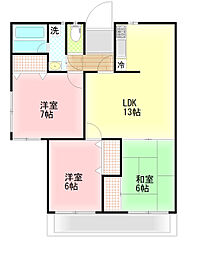 Mコーポ2 3LDKの間取図画像