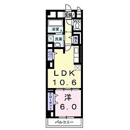 ディアコート本厚木 1LDKの間取図画像