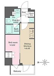 ウエリスアーバン錦糸町 6階1DKの間取り