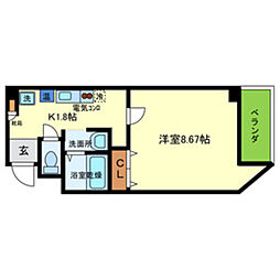 ラ・フォンテ摂津富田 1Kの間取図画像