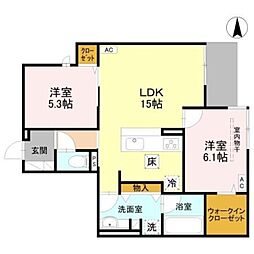 ドエルエミネンス達 2LDKの間取図画像