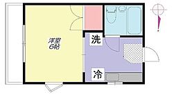 パインヒルハイムAB棟 1Kの間取図画像