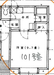 ビバリーヒルズ6 1Kの間取図画像