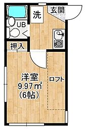 フラット荏子田 1Kの間取図画像